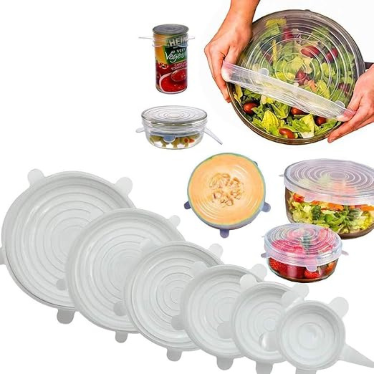 Set 6 Tapas Elásticas Silicona Reutilizable