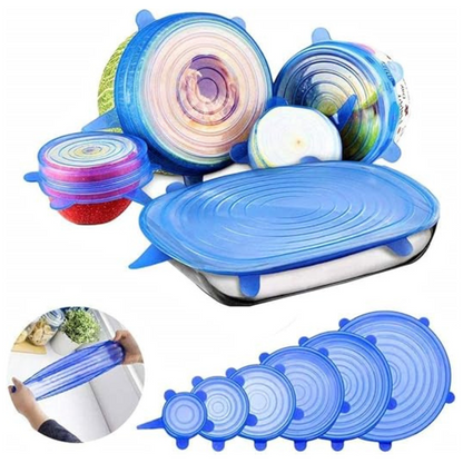 Set 6 Tapas Elásticas Silicona Reutilizable