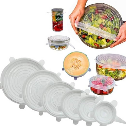 Set 6 Tapas Elásticas Silicona Reutilizable